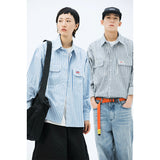 Men Shacket Long Sleeve Autumn Shirt Spring Striped Long Sleeve Shirt Men's Spring Leisure Top