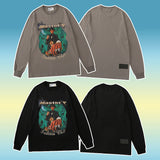 Mens Fall Outfits Vintage Wash Long Sleeve Loose Top