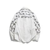 Men Shacket Long Sleeve Autumn Shirt Autumn Back Letter Print Casual Shirt