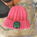 Women Beanies Autumn and Winter Smiling Face Woolen Cap Female Couple Knitted Cold Cap