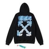 Dissolved Water Drop Blue Gradient Arrow Hooded Sweater Thin Coat