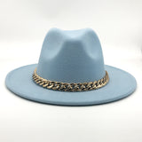 Fedora Hat Golden Chain Woolen Top Hat Fedora Hat Top Hat
