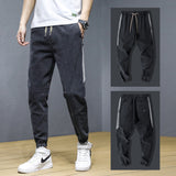 Men Summer Jeans Spring Elastic Waist Ankle-Tied Harem Jeans plus Size Retro Sports Trousers Men