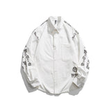 Men Shacket Long Sleeve Autumn Shirt Autumn Back Letter Print Casual Shirt