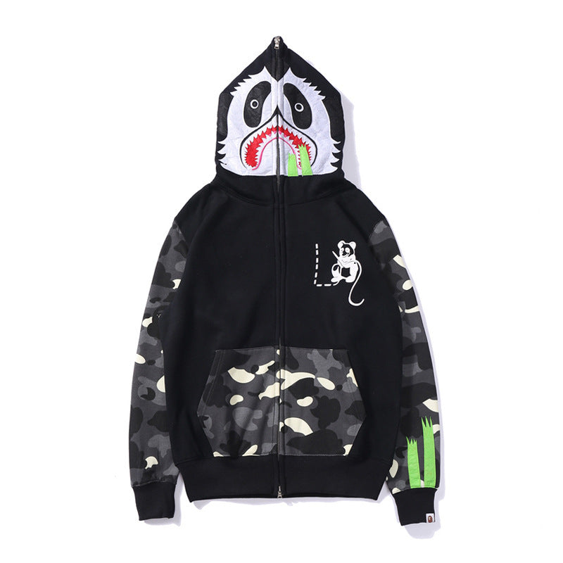 A Bath Ape Stitching Hoodie Men and Women Couple Cardigan Coat Outerwear