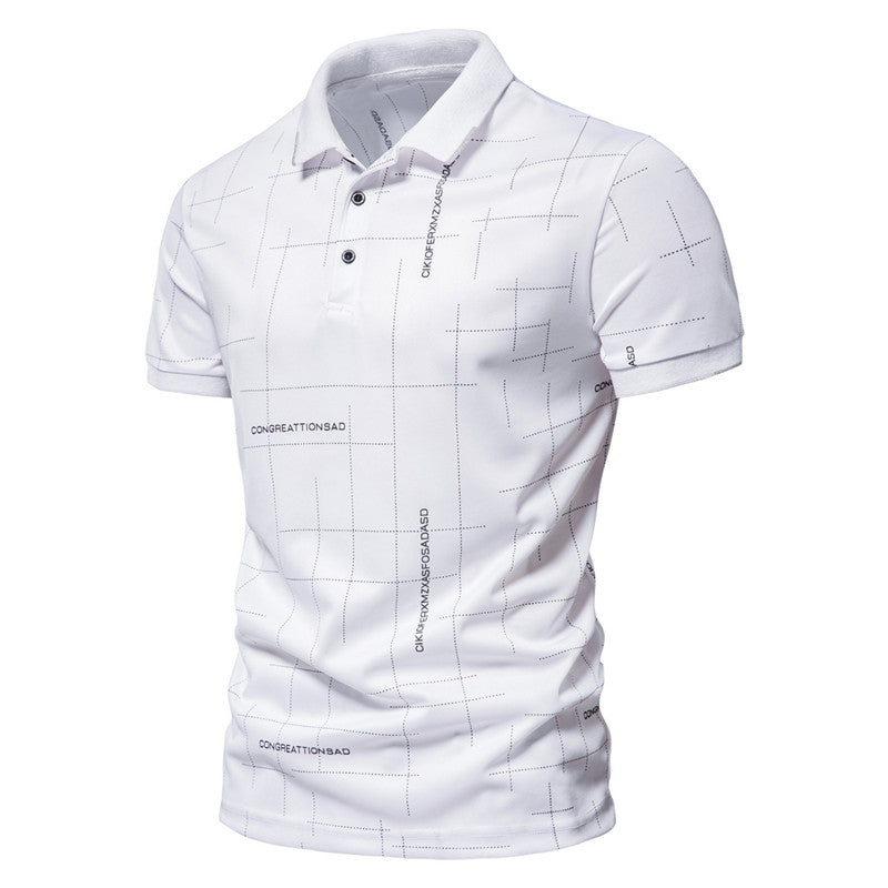 Men Shirt Fashion Slim Fit Shirt Short Sleeve Shirt Large Size Casual Top Summer Men's Casual Printed Short Sleeves Lapel T-shirt Polo Shirt