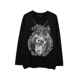 Men Fall Outfits Vintage Printed Loose-Fitting Casual Round-Neck Knitwear Sweater