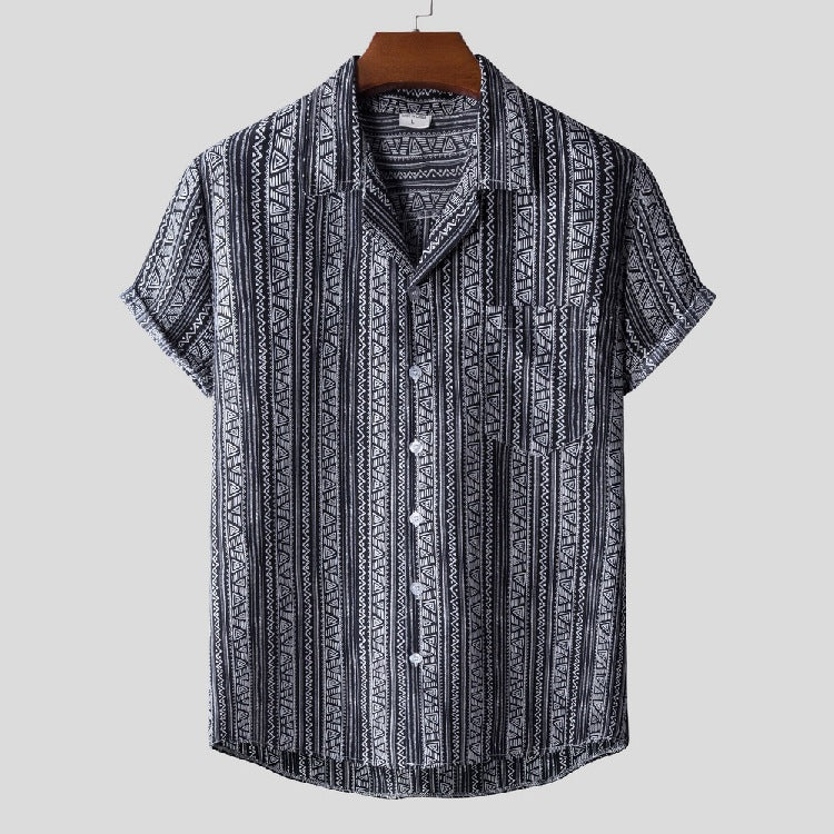 Summer Men's Short-Sleeved Printed Shirt Large Size Fashion Casual Beach Style Shirt Men Shirt