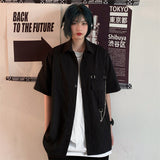 Harajuku Clothing Men's Casual Shirts Summer Short Sleeve Shirt Men's and Women's Loose Cardigan Top Tide