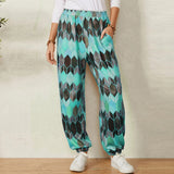 Wide Leg Floral Print Pants Summer High Waist Red Loose-Fitting Wide Leg Pants Retro Geometric Floral Print Casual Jumpsuit Women