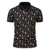 Men Shirt Fashion Slim Fit Shirts Short Sleeve Shirt Large Size Casual Top Summer Men's Fashion Print Short Sleeve Casual Polo Collar Polo Shirt Men