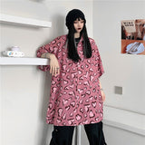 Harajuku Clothing Men's Casual Shirts Printed Loose Short Sleeve Shirt Men's and Women's Shirt