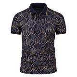 Men Shirt Fashion Slim Fit Shirt Short Sleeve Shirt Large Size Casual Top Summer Men's Fashion Print Short Sleeve Lapel Polo Shirt Men