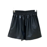 Leather Shorts Autumn and Winter Elastic Waist High Waist PU Leather Boot Pants Wide Leg Shorts