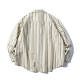 Men Shacket Long Sleeve Autumn Shirt Fall Lapels Striped Shirt Men