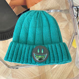 Women Beanies Autumn and Winter Smiling Face Woolen Cap Female Couple Knitted Cold Cap