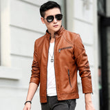 80 'S Leather Jacket Spring And Autumn Men 'S Leather Jacket Slim Fit Youth Lapels Casual Motorcycle PU Leather Jacket Jacket