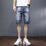 Men Jean Shorts Denim Shorts Men's Summer Loose Straight Cropped Trousers Fifth Pants