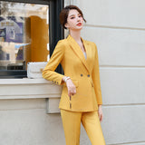 Women Pants Suit Uniform Designs Formal Style Office Lady Bussiness Attire Spring and Autumn Fashion Pink Small Business Suit Coat