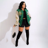 First Row Varsity Jacket Color Matching Press Button Printed Double-Layer Thread