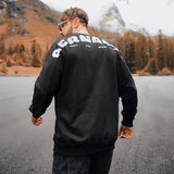 Men plus Size Sweatshirt Autumn and Winter Pullover Sweater Letter Printing Overweight People plus Size Thickened T-shirt