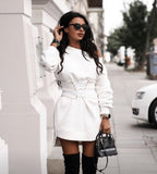 Red Peasant Dress Autumn Women's Sexy round Neck Long-Sleeved Sweater Loose Dress for Women