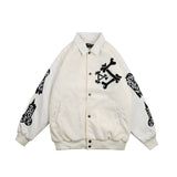 Men Fall Outfits Printed Baseball Uniform Coat Jacket