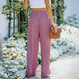 Wide Leg Floral Print Pants Loose Casual Pants Women's Autumn Printed High Waist Loose Lace-up Wide Leg Pants