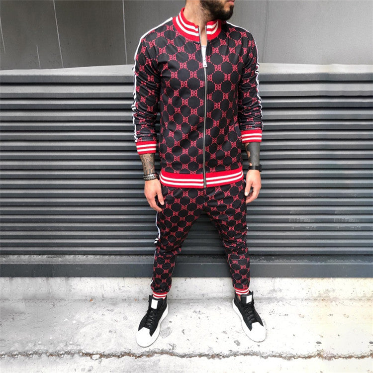 Men′s Athletic Tracksuit Sweat Suits for Men Outfits Spring and Autumn Fashion Outdoor Leisure Men's Clothing Coat Trousers Sportswear