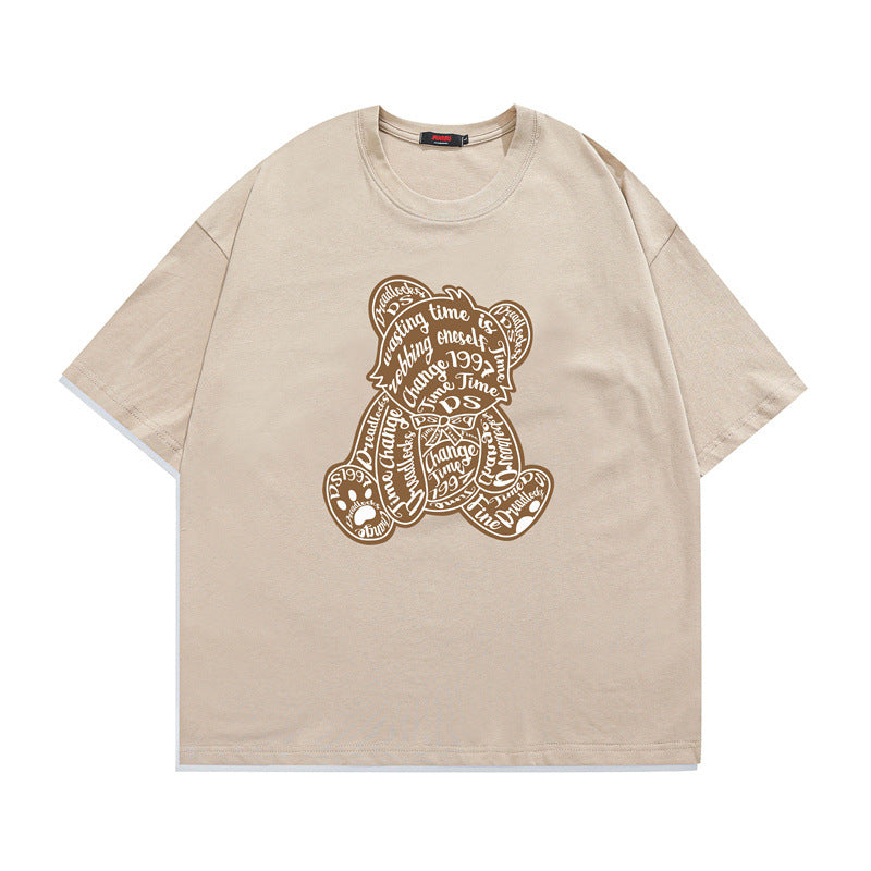 2022 Summer man t shirt Printed Bear Crew Neck