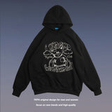 Men Fall Outfits Vintage Bear Embroidered Hooded Sweater Hip Hop Loose Couple Casual Jacket