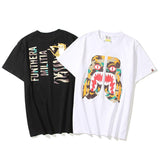 A Ape Print T Shirt Summer Zipper Printed Short Sleeve