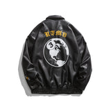 8 Ball Jackets Spring Stand Collar Jacket Youth Back Pattern Printing Leather Coat Men's