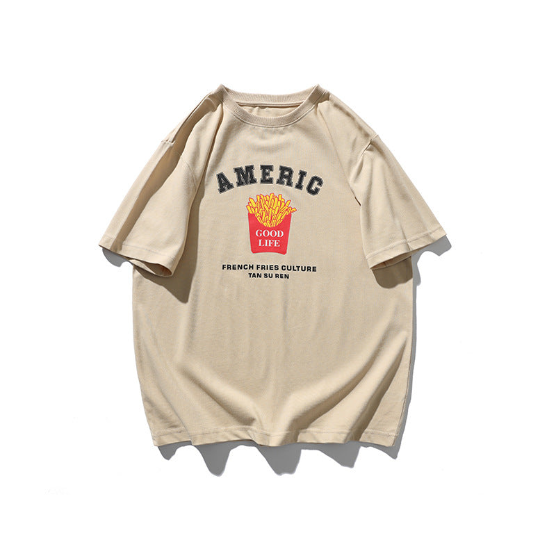 2022 Summer Man T Shirt French Fries Letter Printing