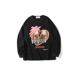 Mens Fall Outfits Long Sleeve Graffiti Cartoon T-shirt Loose Couple Outfit