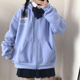 Kuromi Zip up Hoodie Loose Zip Hooded Pocket Coat Top