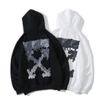 Autumn And Winter Gray Gradient Melting Arrow Pattern Velvet Padded Hooded Sweatshirt