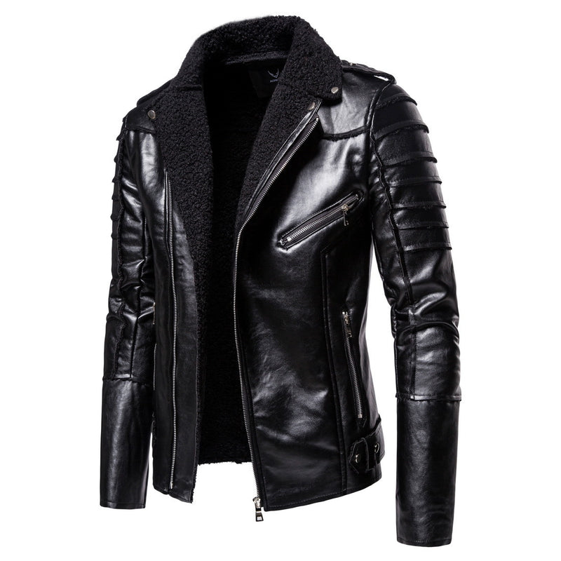Men's Leather Coat Fur Lapel Large Size Retro Thickened Coat Men Winter Outfit Casual Fashion