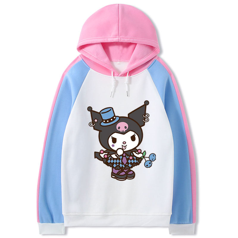 Kuromi Hoodie Top Contrast Color Hoodie Women