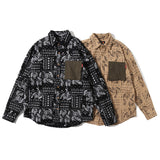 Men Shacket Long Sleeve Autumn Shirt Autumn Retro Contrast Color Pocket Casual Shirt for Men