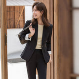 Women Pants Suit Uniform Designs Formal Style Office Lady Bussiness Attire Winter Slimming Long-Sleeve Working Clothes Spring and Autumn