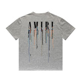 Amiri T Shirt Color Ink Splash Paint Colorful Casual Round Neck