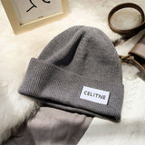 Mens Beanies Japanese Style Alphabet Patch Knitted Hat Women's Autumn and Winter Hip Hop Skullcap