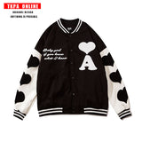 Mens Fall Outfits Autumn Winter Retro Simple Love Embroidered Baseball Uniform Jacket Coat