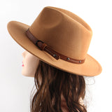 Fedora Hat Flat Top Jazz Top Hat Autumn and Winter Men and Women British Woolen Hat