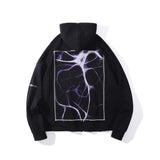 Mens Fall Outfits Loose Printed Hoodie Autumn and Winter High Street Coat