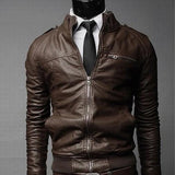 Hand Painted Leather Jackets Spring and Autumn Leather Jacket Men's Stand Collar Business Casual Motorcycle Clothing