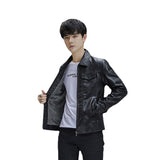 80's Leather Jacket Fall and Winter Lapels Men's Fleece Leather Jacket Youth Warm PU Leather Jacket Men's Jacket