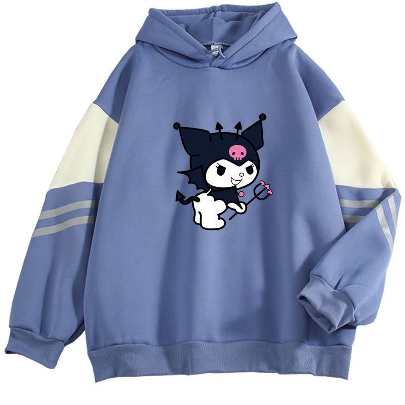 Kuromi Hoodie Winter Anime Series Print Long Sleeve Color Matching Casual Student Top Female