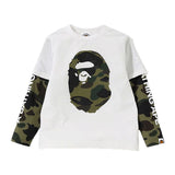 A Ape Print for Kids Sweatshirt Children's Clothing Camouflage Ape Monkey Head Letter Printing Fake Two Pieces Men and Women Baby's Top